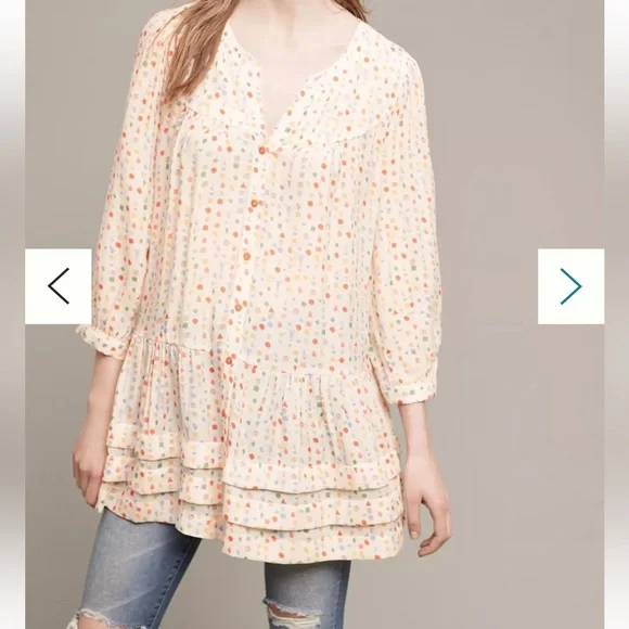 Anthropologie Cream Women's Top/dress in size medium - Picture 4 of 14